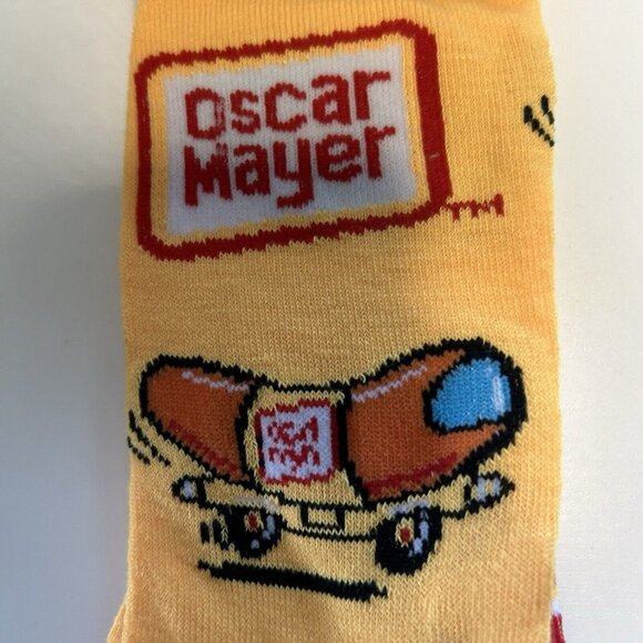 Oscar Mayer YELLOW Print Novelty Crew Socks - Men’s Size 6-12 Weinermobile - Picture 3 of 5